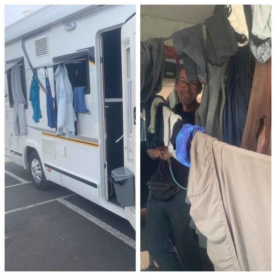 getting the washing dry in a motorhome